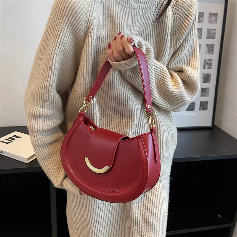 Women's Leather Saddle Shoulder Crossbody Handbag