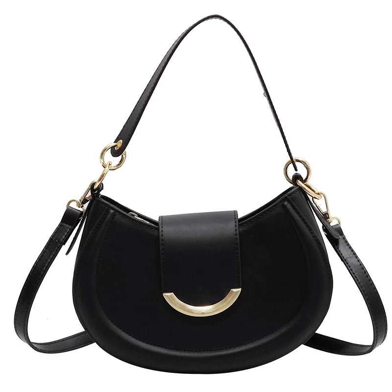Women's Leather Saddle Shoulder Crossbody Handbag