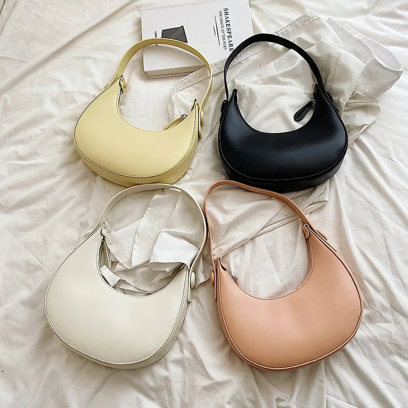 LEFTSIDE Summer PU Leather Underarm Handbag Hobo Crossbody Bag