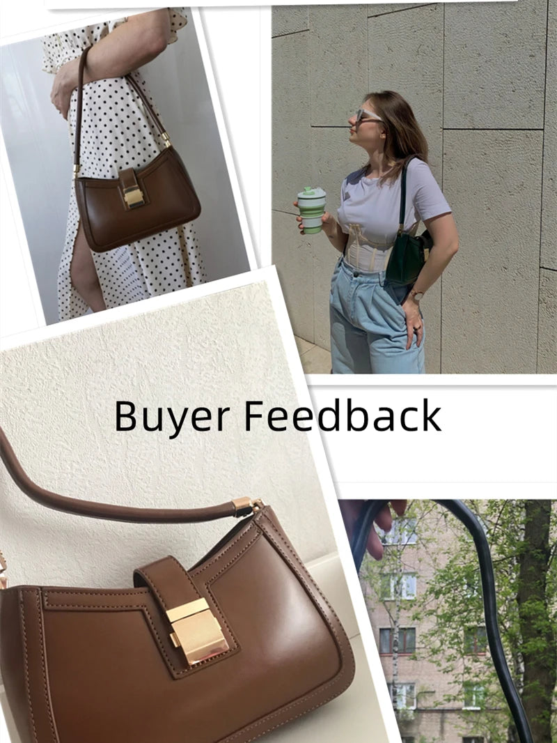LEFTSIDE Shoulder Bags For Women Solid Lock Handbags Small Purse