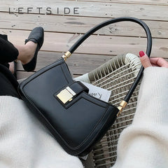 LEFTSIDE Shoulder Bags For Women Solid Lock Handbags Small Purse