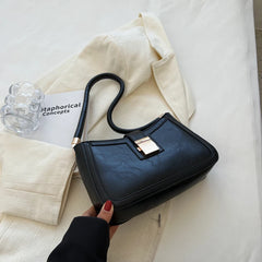 LEFTSIDE Small PU Leather Shoulder Bag for Women Zipper Clutch Brown Red