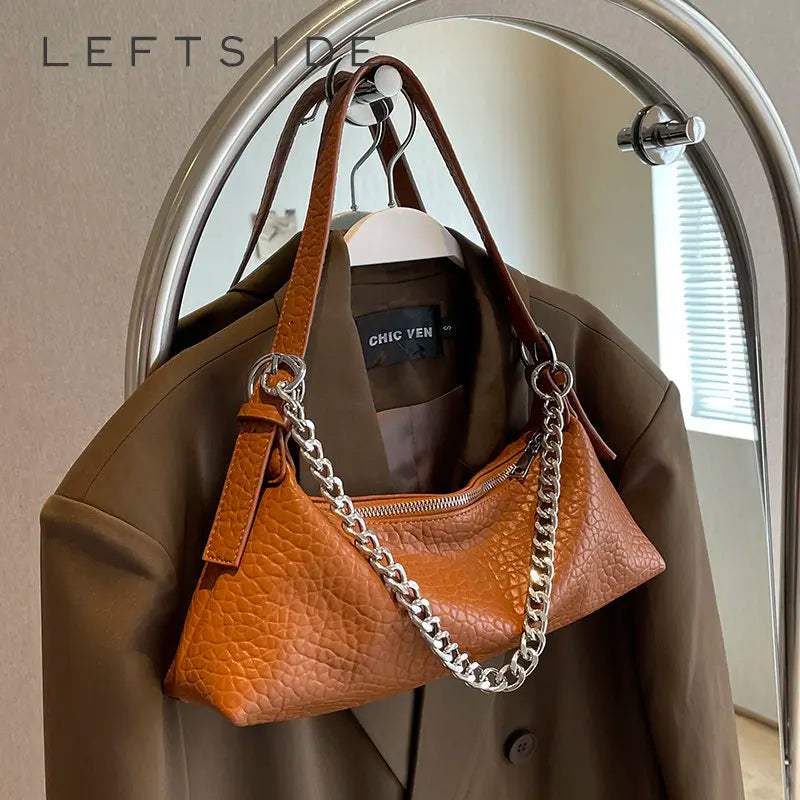 LEFTSIDE Shoulder Side Bags for Women Small Leather Crossbody Chain Handbags