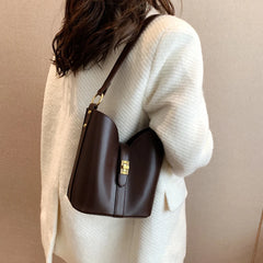 LEFTSIDE Solid Bucket Bag for Women Small PU Leather Crossbody Bags