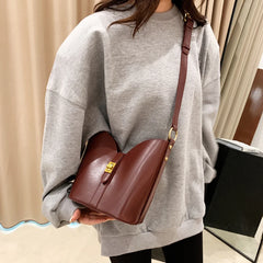 LEFTSIDE Solid Bucket Bag for Women Small PU Leather Crossbody Bags
