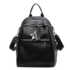 Solid PU Leather Backpacks for Women Winter Female Small Backpack