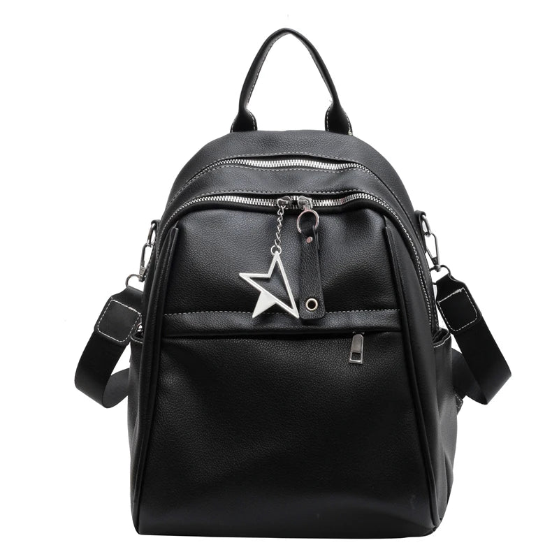 Solid PU Leather Backpacks for Women Winter Female Small Backpack