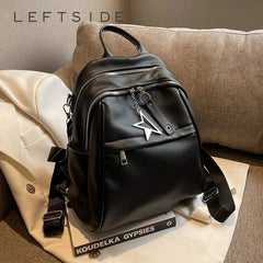 Solid PU Leather Backpacks for Women Winter Female Small Backpack