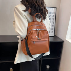 Solid PU Leather Backpacks for Women Winter Female Small Backpack