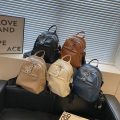 Solid PU Leather Backpacks for Women Winter Female Small Backpack