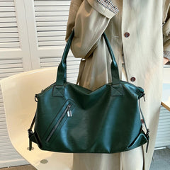 Solid High Capacity PU Leather Shoulder Bag for Women