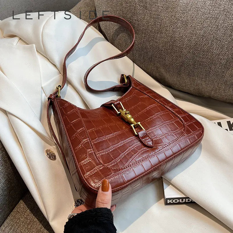 Stone Pattern Crossbody Bags for Women Winter Small Saddle Handbags