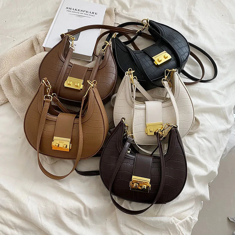 Vintage Stone Pattern Shoulder Side Bag for Women