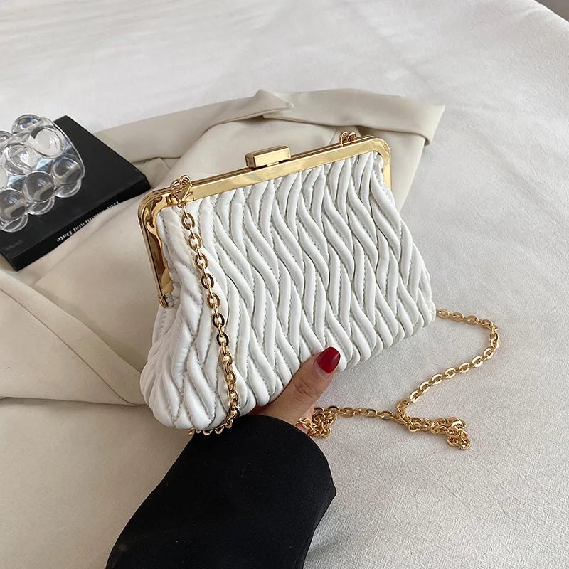 Winter Soft PU Leather Women's Handbag Thick Chain Tote Shoulder Bag