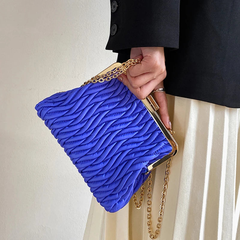 Winter Soft PU Leather Women's Handbag Thick Chain Tote Shoulder Bag