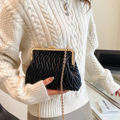 Winter Soft PU Leather Women's Handbag Thick Chain Tote Shoulder Bag