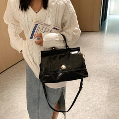 Vintage Leather Top Handle Tote Bag Women Winter Shoulder Crossbody