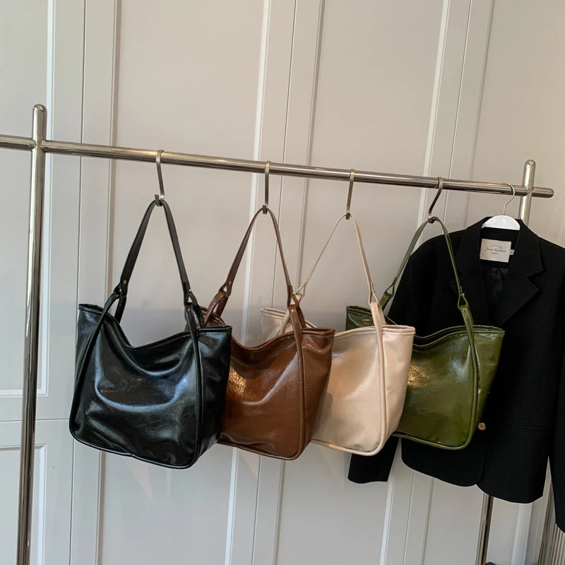 LEFTSIDE Vintage Designers Big PU Leather Women Tote Handbags