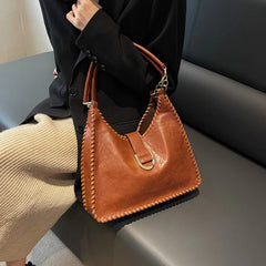 LEFTSIDE Vintage Shoulder Side Bag PU Leather Saddle Handbag