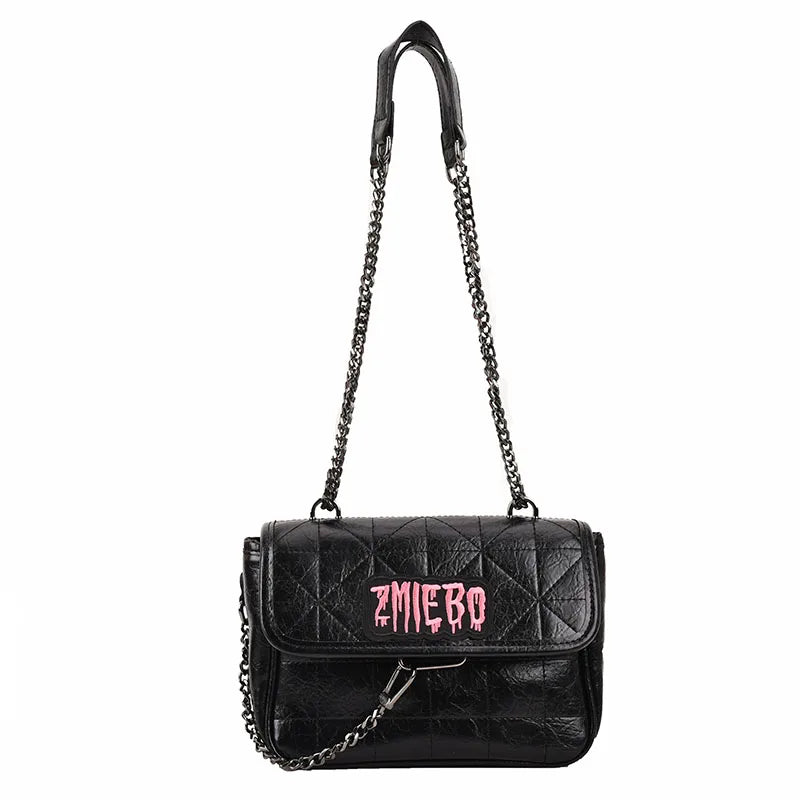 Small Metallic Top Handle Crossbody Bag Quilted Chain Handbag Purse