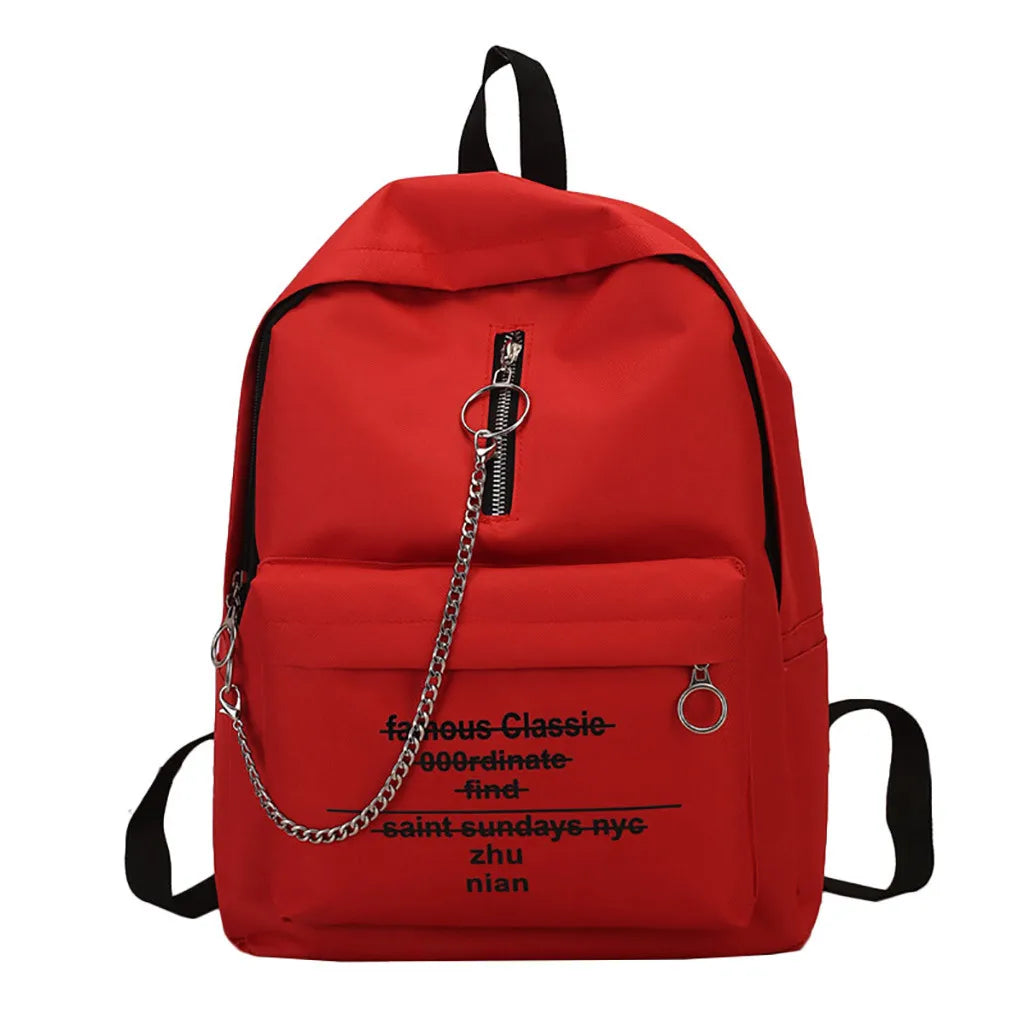 LENLEI Printed alphabets backpack shoulder bag with chain