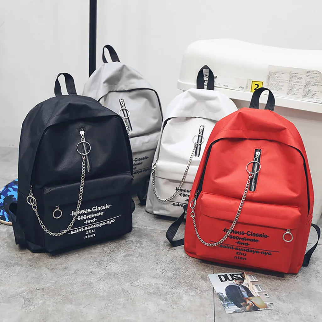 LENLEI Printed alphabets backpack shoulder bag with chain