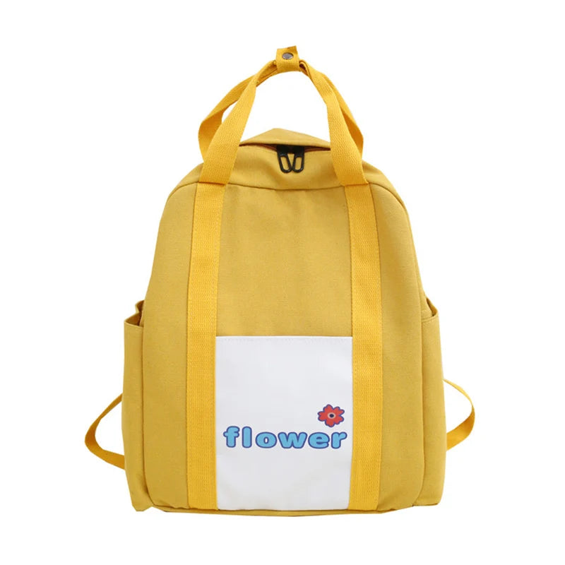 LENLEI Cotton Canvas Women Backpack Printing Flowers Student Bag