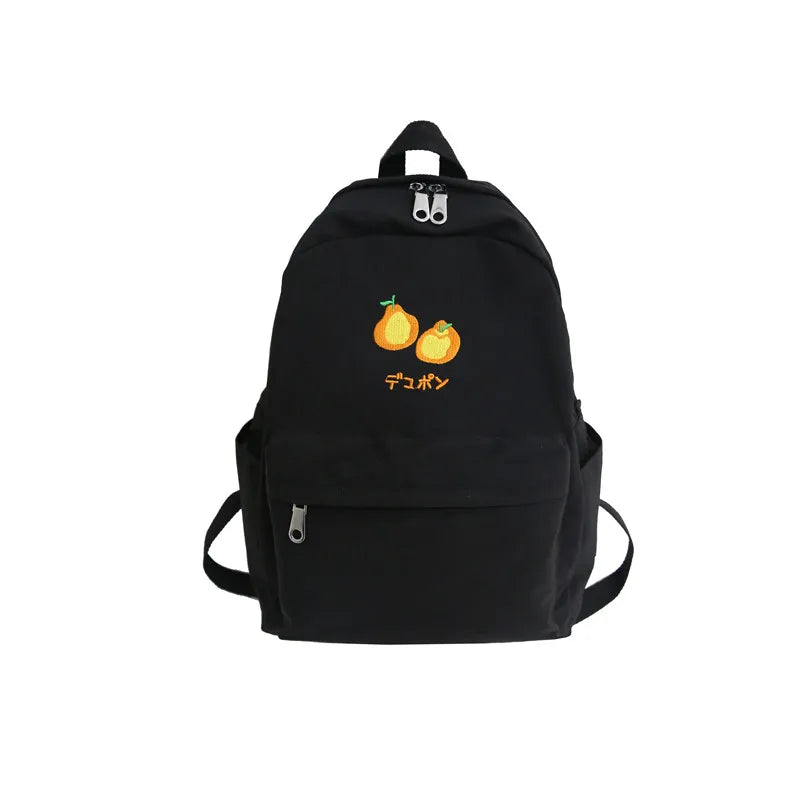 LENLEI Waterproof Nylon Women Backpack Cartoon Fruit Embroidery Girl School