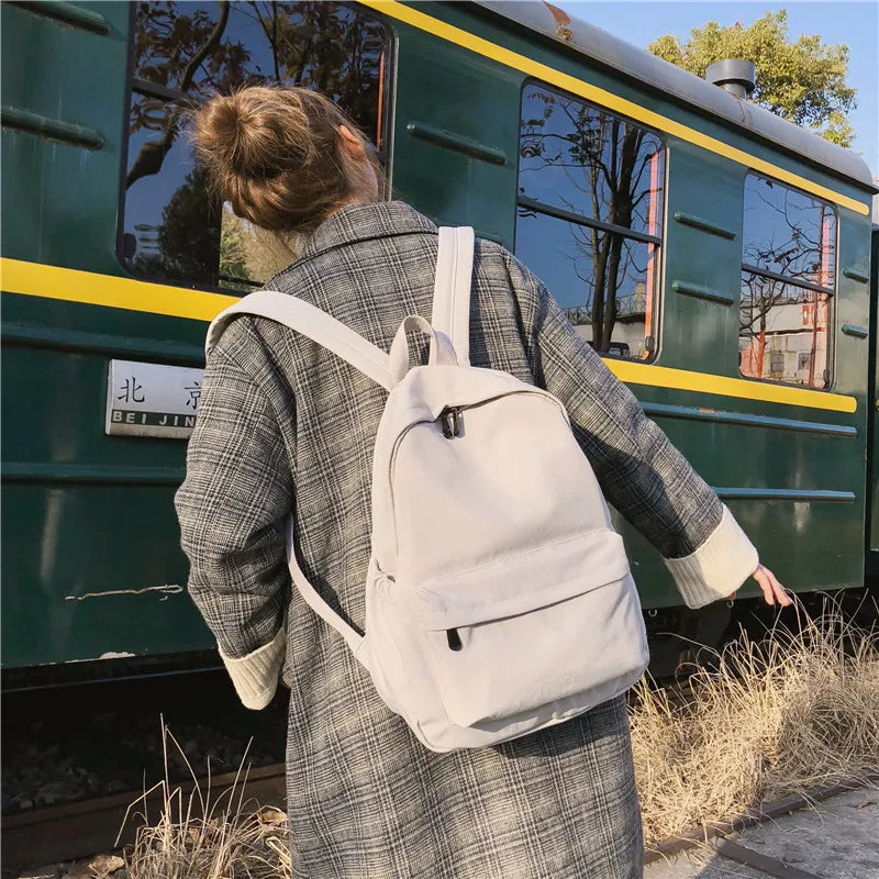 LENLEI Waterproof Women Backpack Solid Shoulder Bag for Teenage Girls