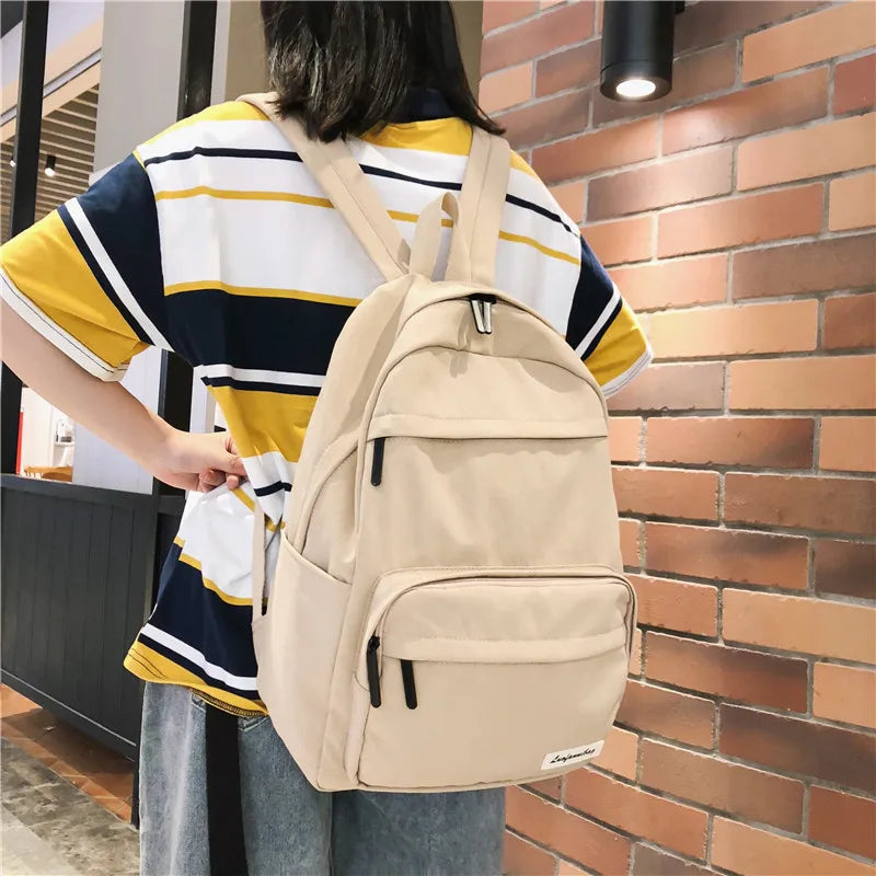 Waterproof Nylon Women Backpack Large Capacity Student Schoolbag