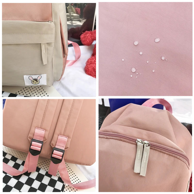 LENLEI Canvas Patchwork Backpack School Laptop Bag for Teenagers Girls