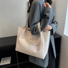 LETTSIDE Tote Bags for Women Winter Solid Leather Big High Capacity