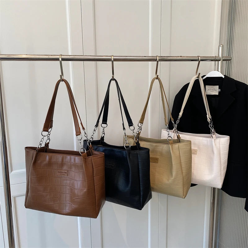 LETTSIDE Tote Bags for Women Winter Solid Leather Big High Capacity