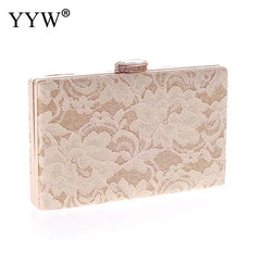 Lace Embroidery Evening Bag With Diamond Buckle Small Square Bag