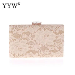 Lace Embroidery Evening Bag With Diamond Buckle Small Square Bag