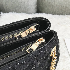Women's Lace Shoulder Bag, Diamond Pattern Chain Handbag