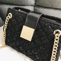 Women's Lace Shoulder Bag, Diamond Pattern Chain Handbag
