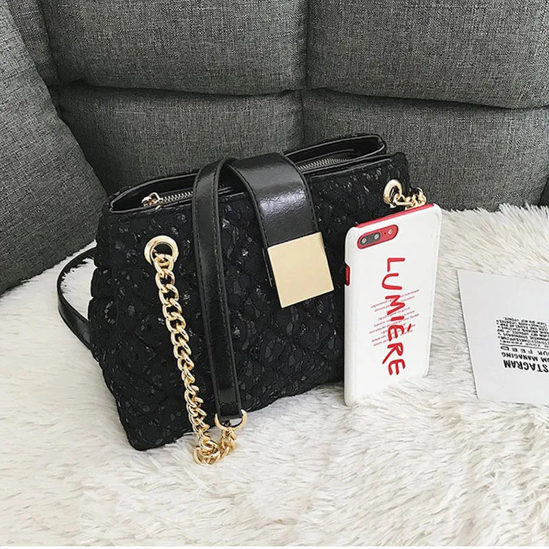 Diamond Pattern Chain Shoulder Bag for Women