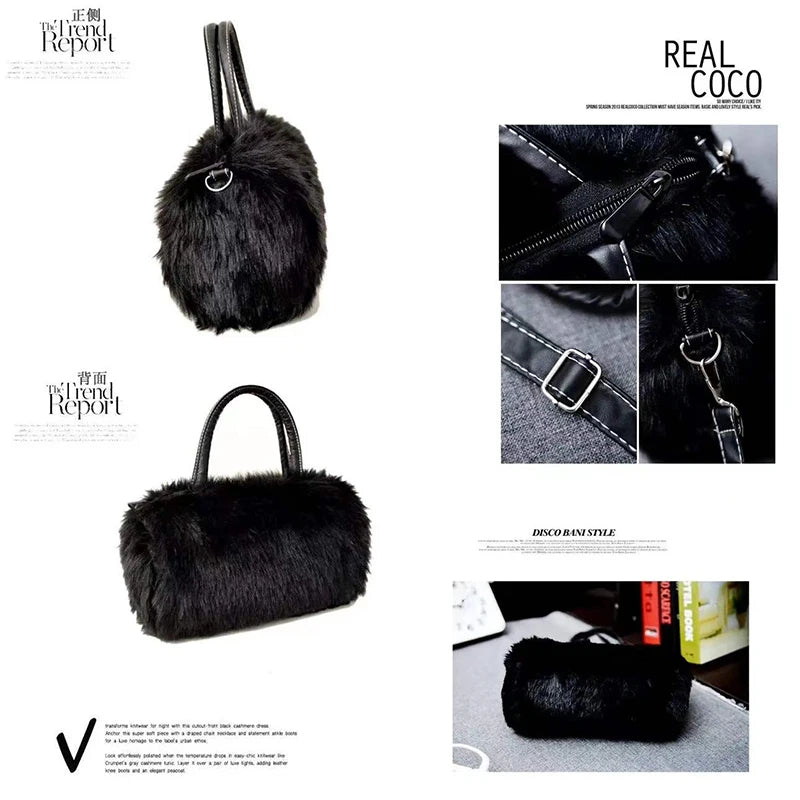 Leopard Print Fur Bag High-end Plush Underarm Shoulder Crossbody Bag