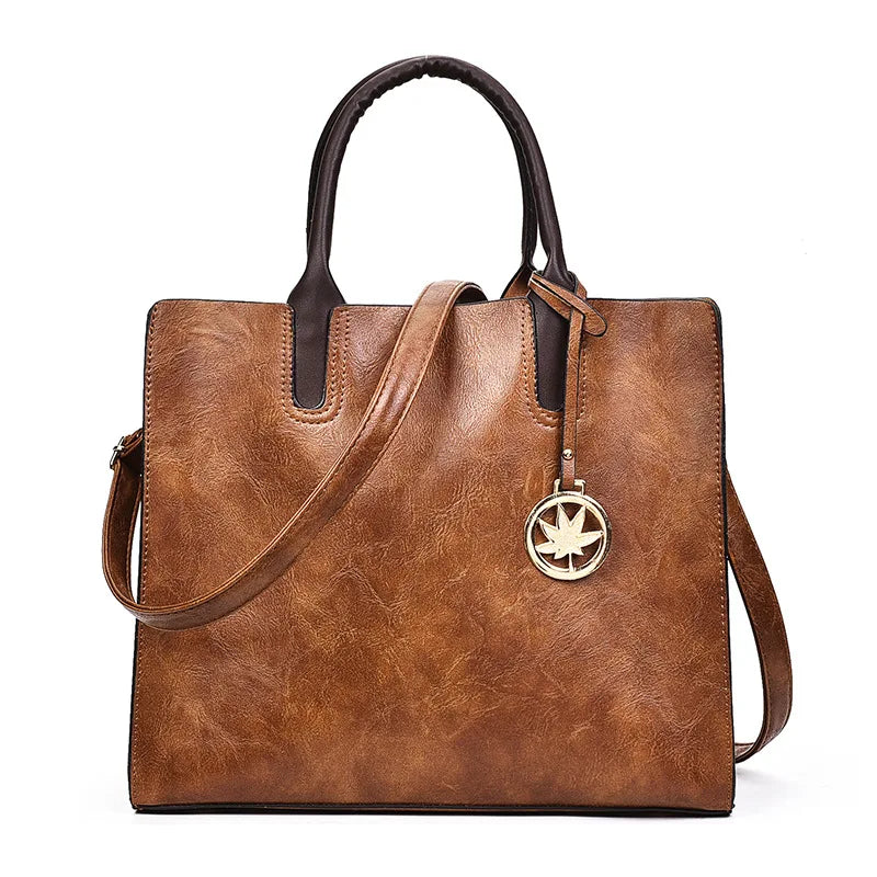 Women's Retro PU Leather Tote Shoulder Bag 3 Pcs Set Handbags
