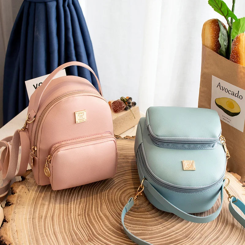 Ladies Backpack PU Pikawai Backpack Small School Bag Girls Pure mochila