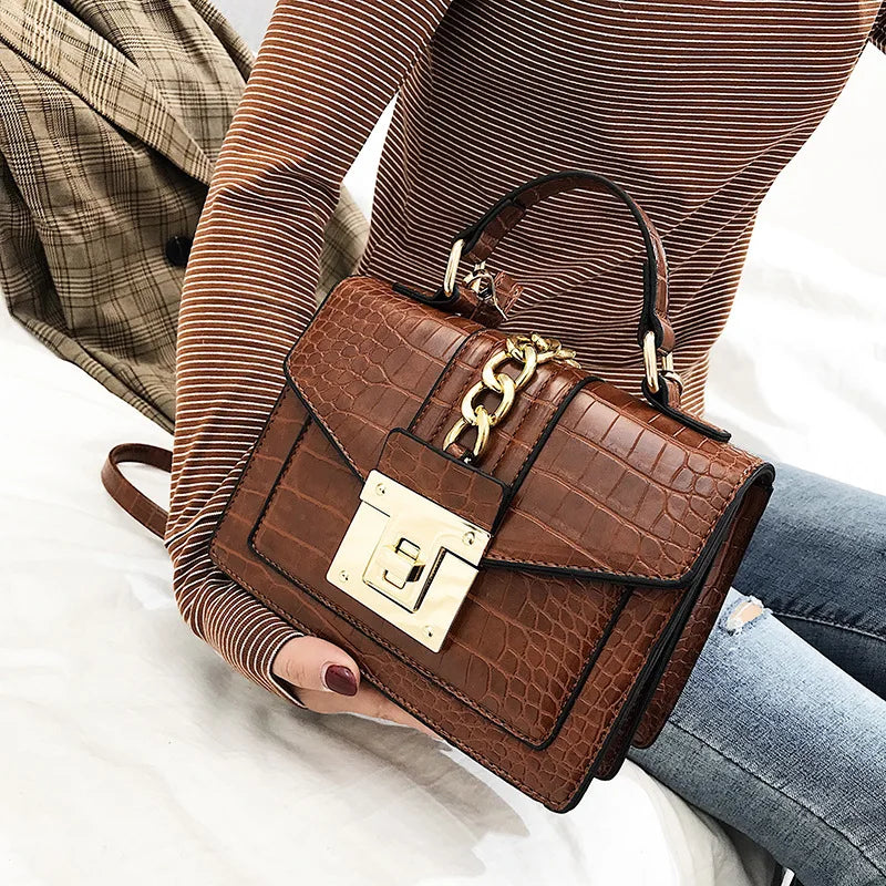 Crocodile Leather Shoulder Messenger Bag Handbag