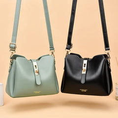 Spring Soft Leather Bucket Bag Lock Single Shoulder Messenger Bag