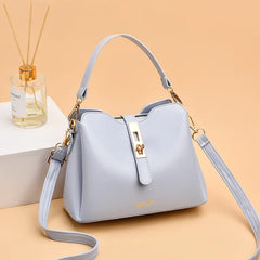 Spring Soft Leather Bucket Bag Lock Single Shoulder Messenger Bag