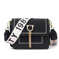 Women's Broadband Shoulder Small Square Bags Cat Tassel Messenger Bag