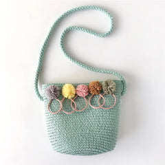 Sweet Straw Woven Floral Patchwork Messenger Bag