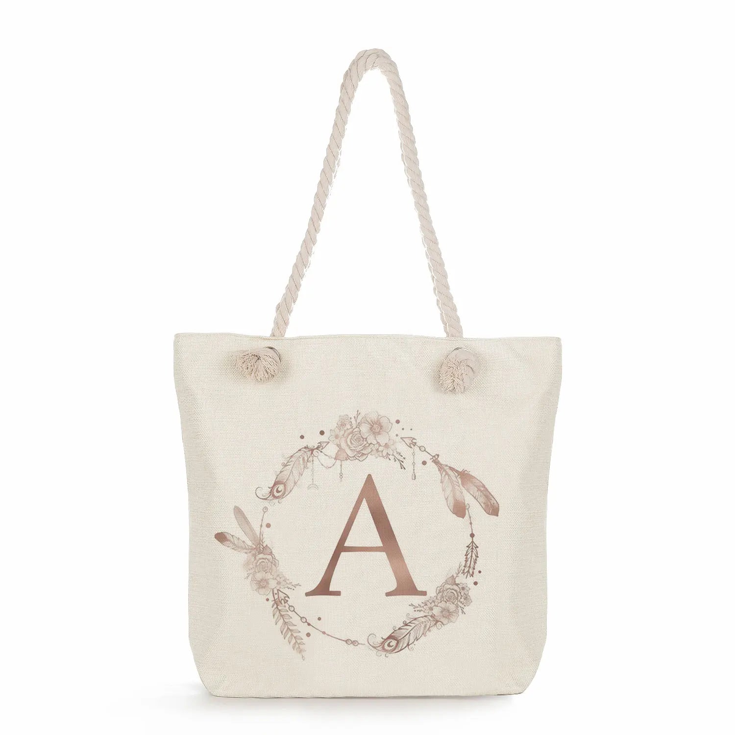 Feather Wreath Tote Bag Eco Shopping Shoulder Handbag Flower Women
