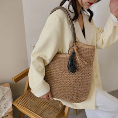 Straw Tassel Side Bags for Women - Summer Shoulder Bag