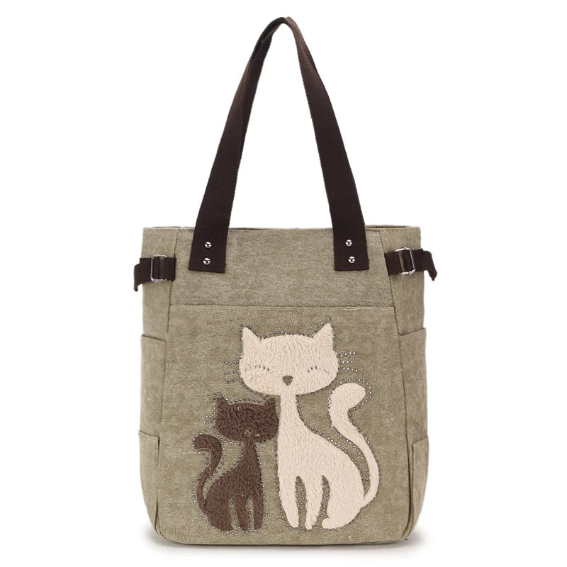Women's Cat Handbag Canvas Shoulder Bag
