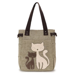 Women's Cat Handbag Canvas Shoulder Bag